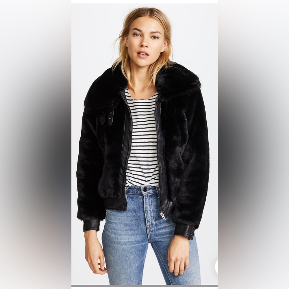 🖤 BLANK NYC Black Noise Coat with Buckles Moto Inspired With Faux Fur 🖤 - Picture 4 of 9